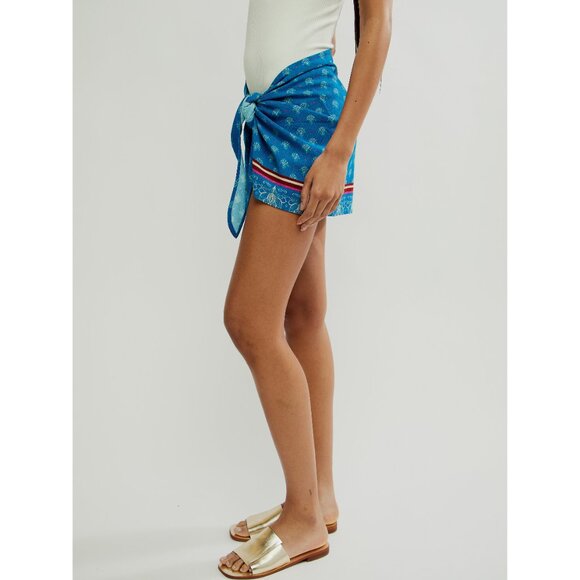 FREE PEOPLE Off Shore Sarong / Blue Border - Picture 4 of 8